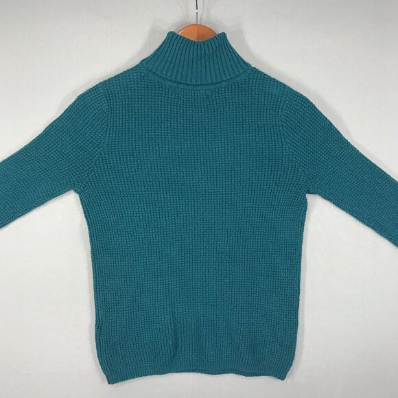 Hollister Sweater Women's Small Green Pullover Turtleneck Waffle Knit Keyhole - Picture 8 of 12